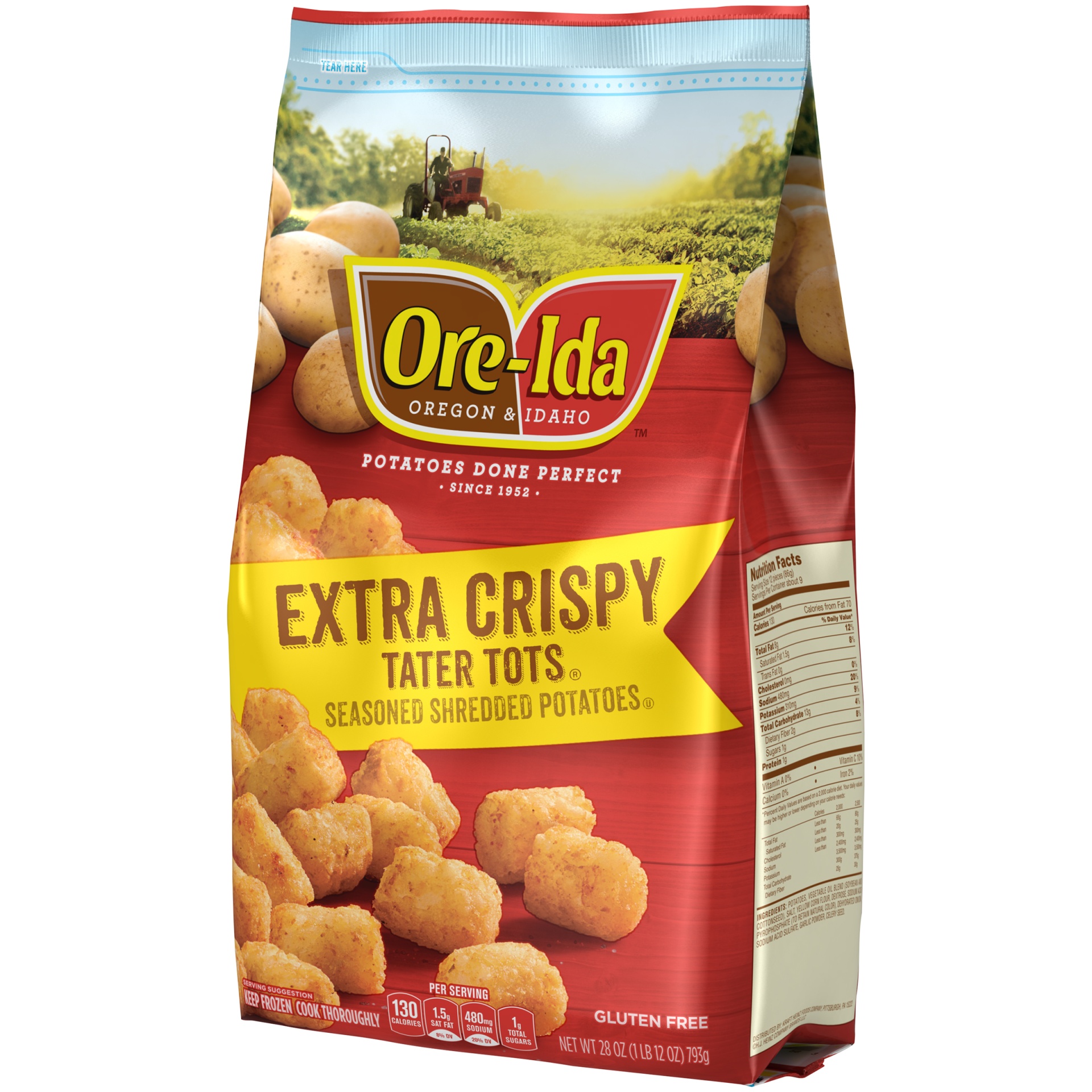 slide 5 of 8, Ore-Ida Extra Crispy Tater Tots Seasoned Shredded Frozen Potatoes, 28 oz