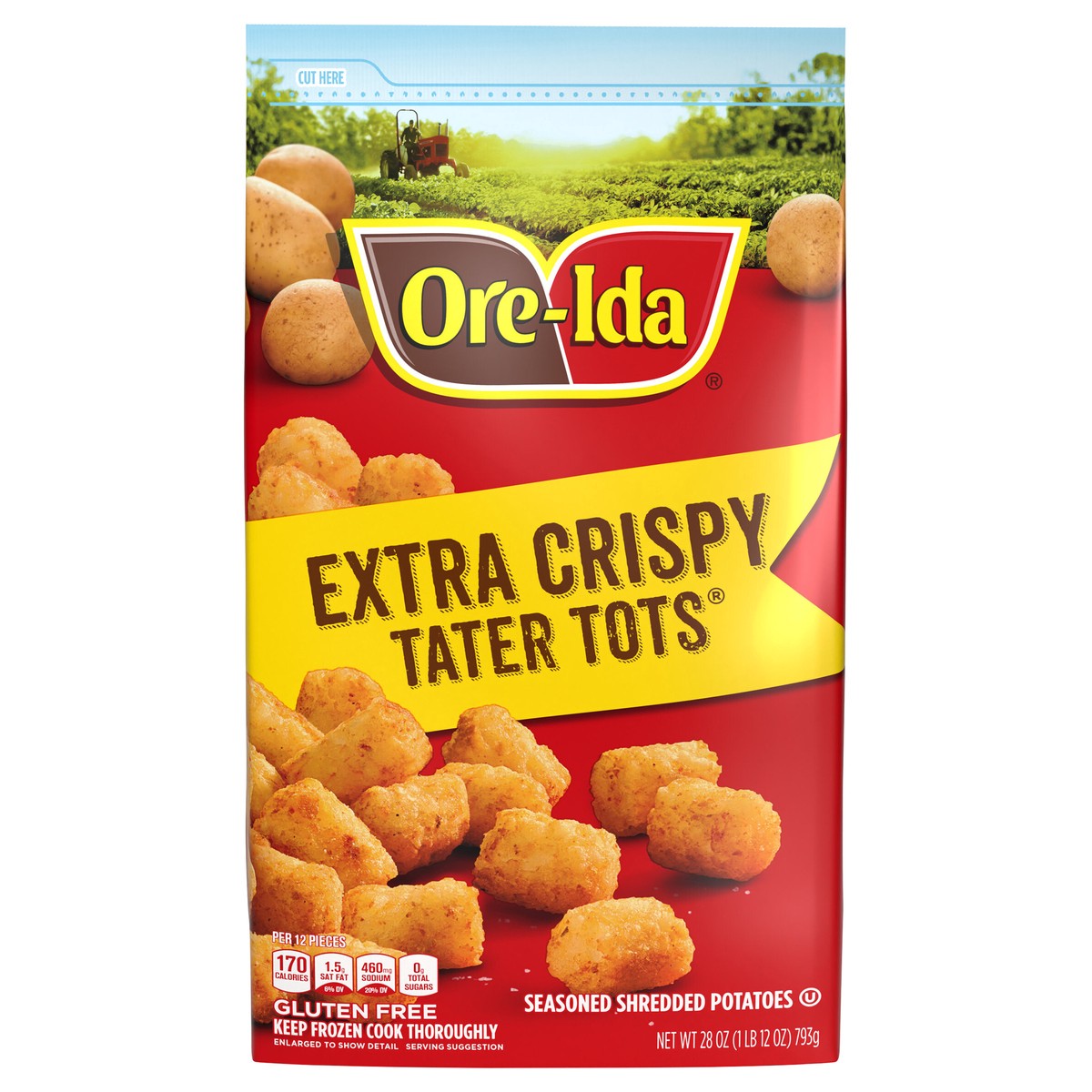 slide 1 of 5, Ore-Ida Extra Crispy Tater Tots Seasoned Shredded Frozen Potatoes, 28 oz Bag, 28 oz