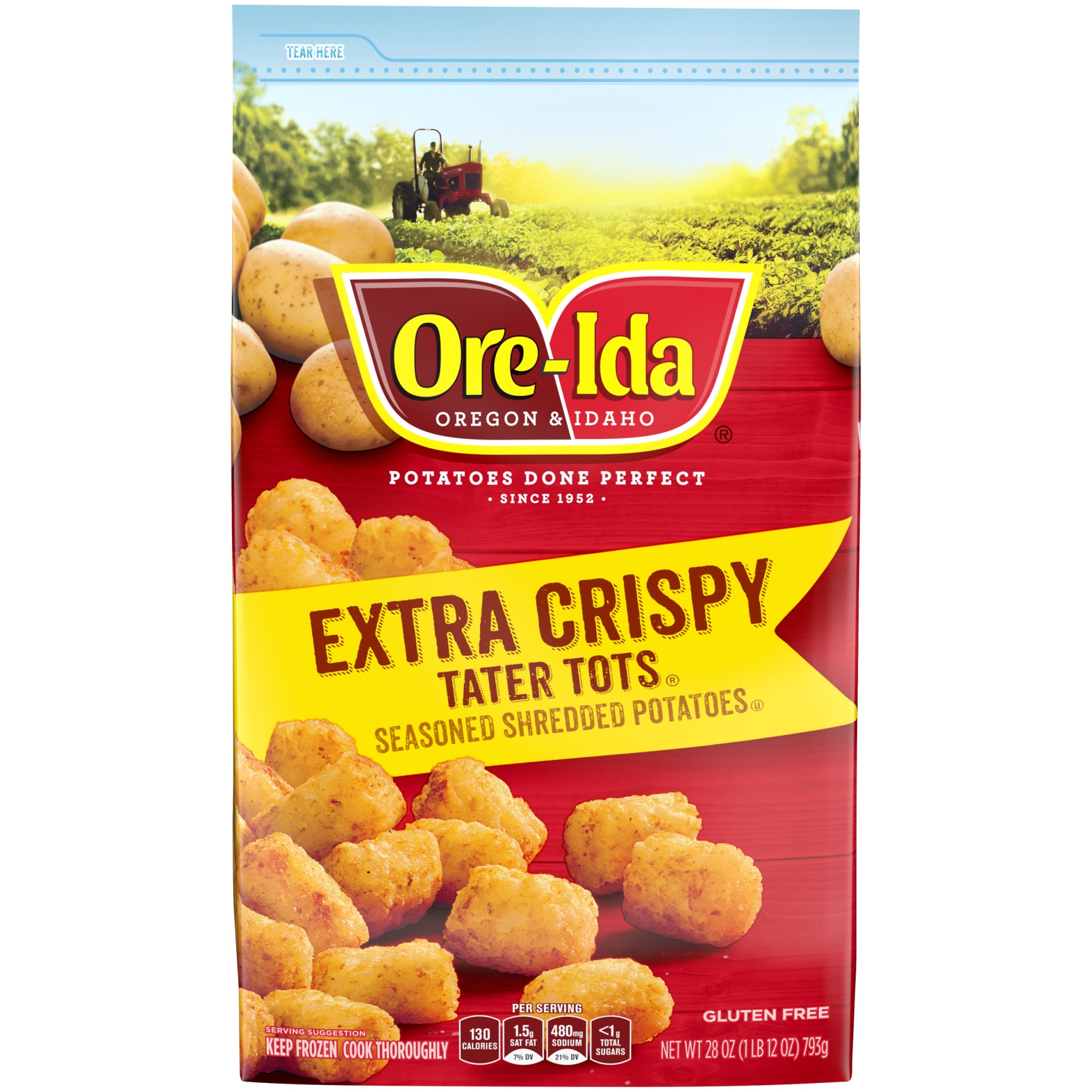 slide 1 of 8, Ore-Ida Extra Crispy Tater Tots Seasoned Shredded Frozen Potatoes, 28 oz