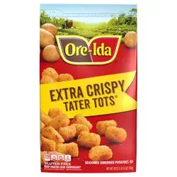 Ore-Ida Extra Crispy Tater Tots Seasoned Shredded Frozen Potatoes, 28 oz Bag
