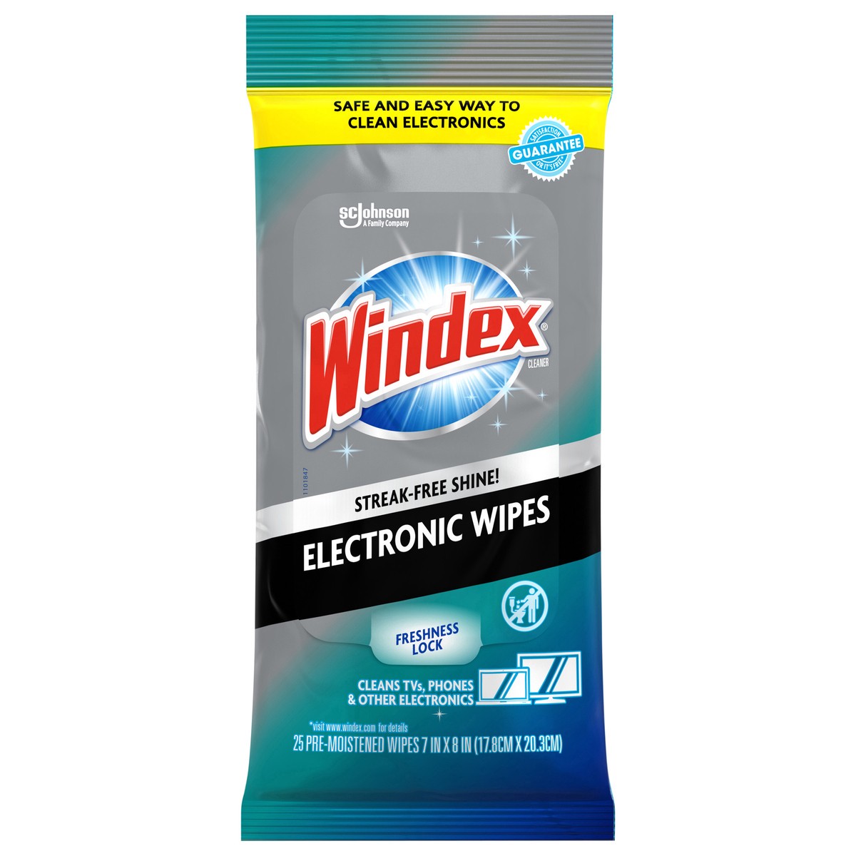slide 1 of 5, Windex Electronics Wipes, Pre-Moistened, Provides Streak-Free Shine, 25 Count, 25 ct