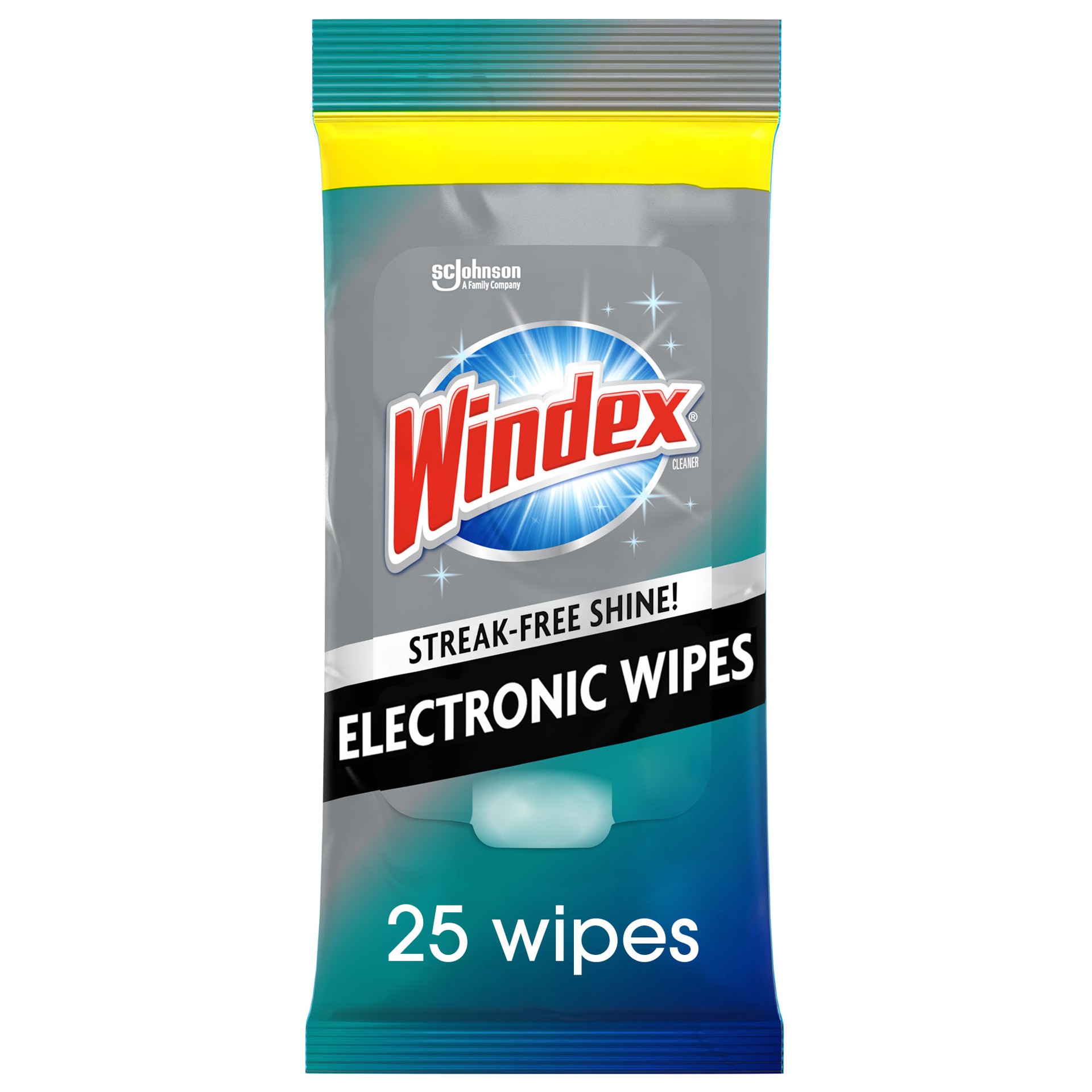 slide 4 of 5, Windex Electronics Wipes, Pre-Moistened, Provides Streak-Free Shine, 25 Count, 25 ct