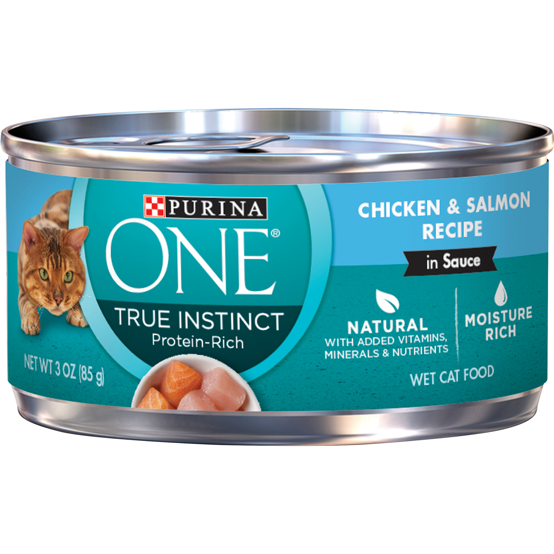 slide 1 of 2, Purina One True Instinct Chicken & Salmon Recipe In Sauce Cat Food, 3 oz