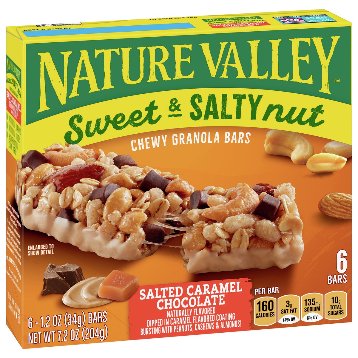 slide 6 of 12, Nature Valley Granola Bars, Sweet Salty Nut, Salted Caramel Chocolate, 6 ct, 6 ct