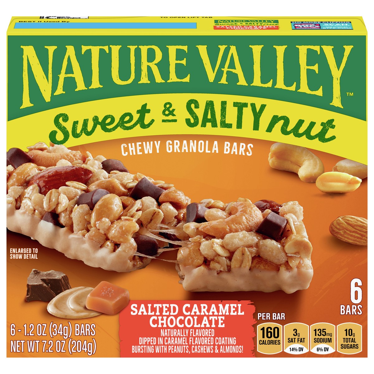 slide 1 of 12, Nature Valley Granola Bars, Sweet Salty Nut, Salted Caramel Chocolate, 6 ct, 6 ct