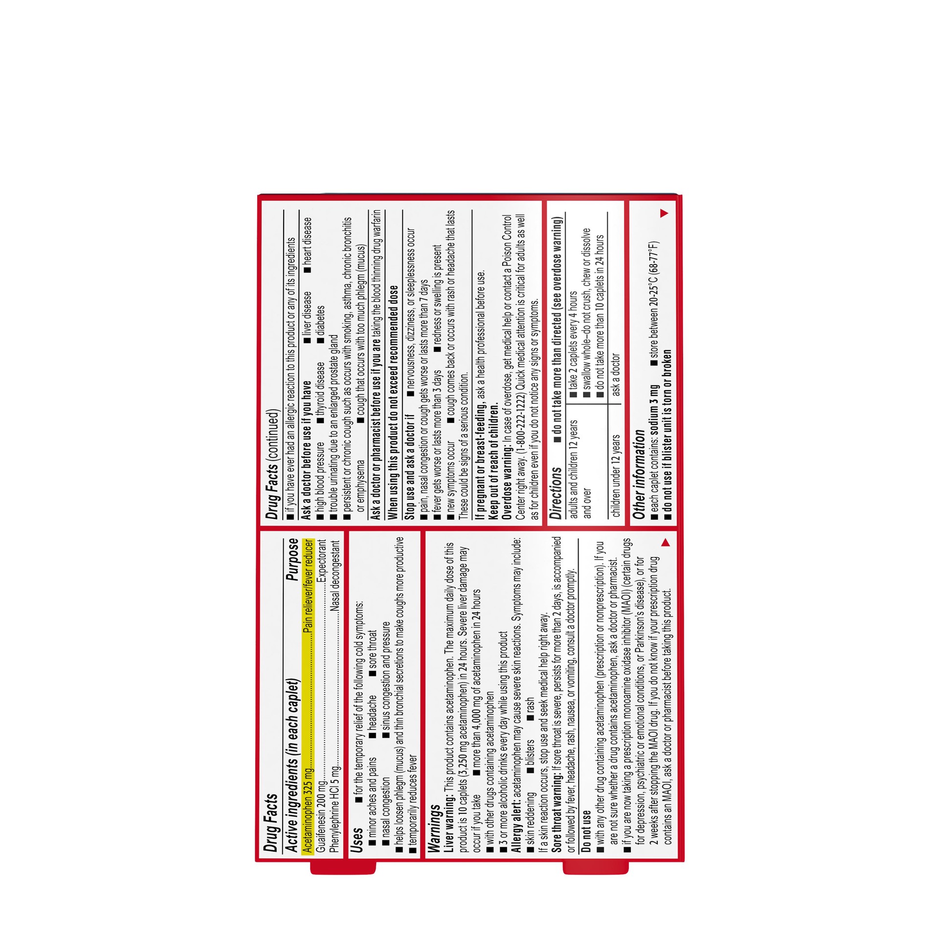 slide 5 of 8, Tylenol Cold + Head Congestion Severe Medicine Caplets for Cold & Flu Symptom Relief, Fever Reducer, Pain Reliever, Nasal Decongestant & Expectorant, 24 ct., 24 ct