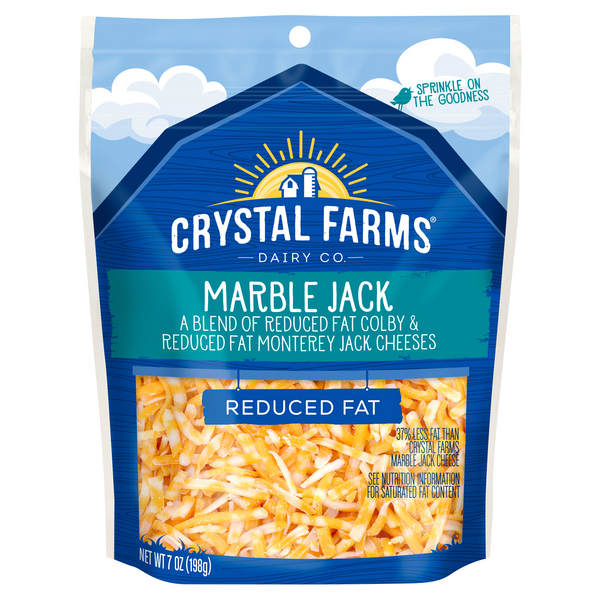 slide 1 of 1, Crystal Farms Cheese, Marble Jack, Reduced Fat, 7 oz