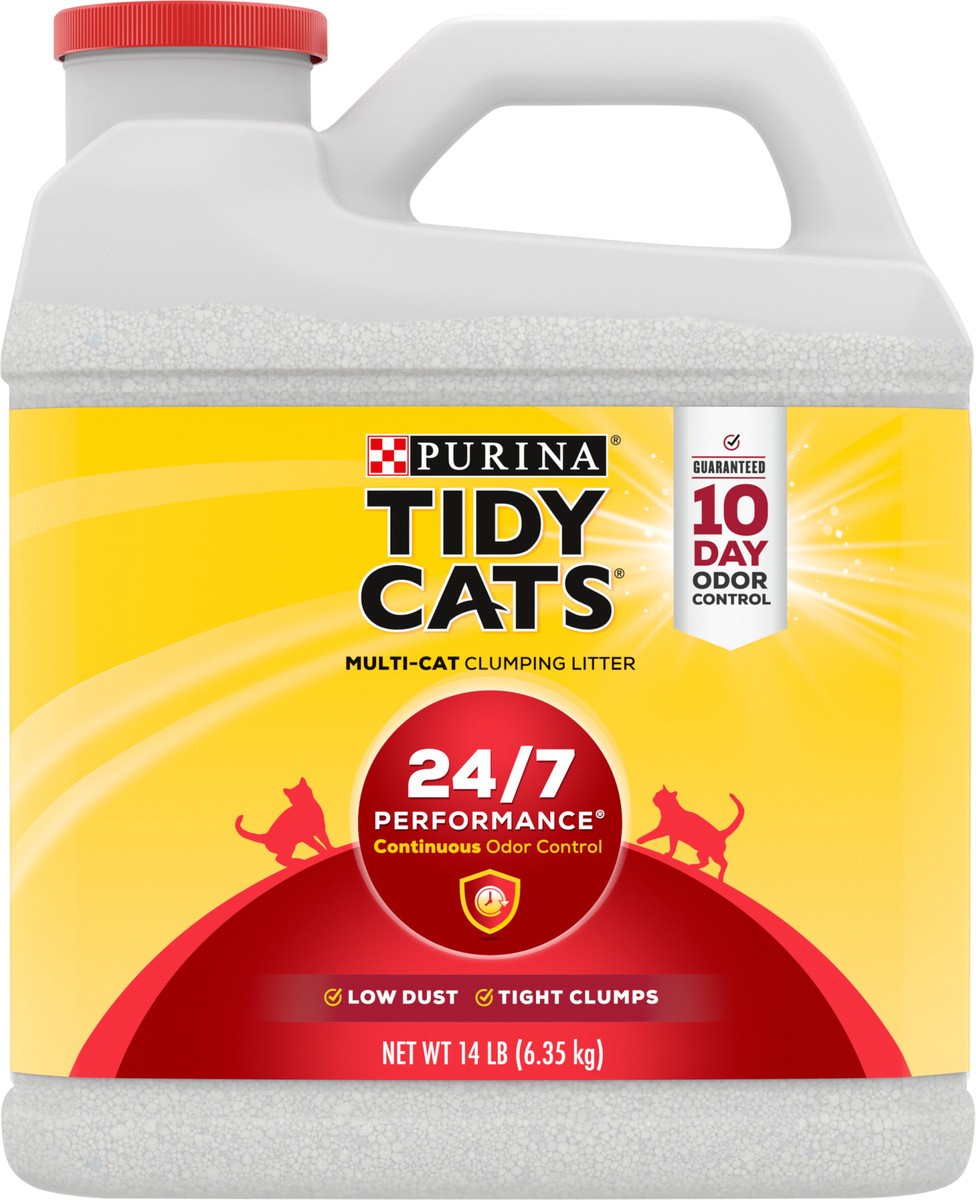 slide 9 of 9, Tidy Cats Purina Tidy Cats Clumping Cat Litter, 24/7 Performance Multi Cat Litter, 14 lb