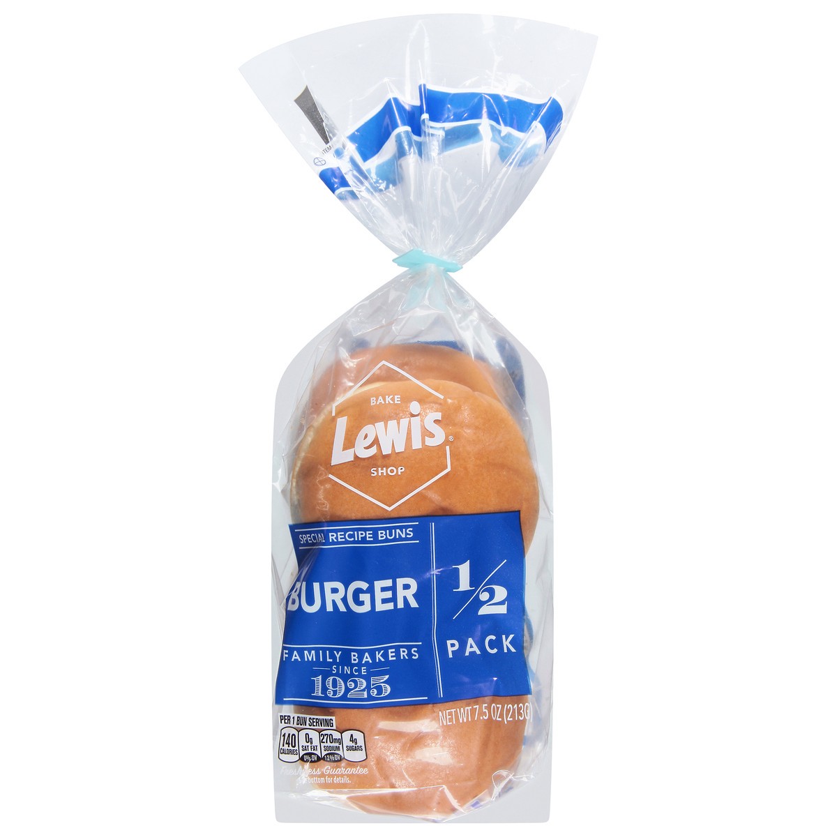 slide 1 of 9, Lewis Bakeries Burger Buns 1/2 Pack 7.5 oz, 1/2 gal