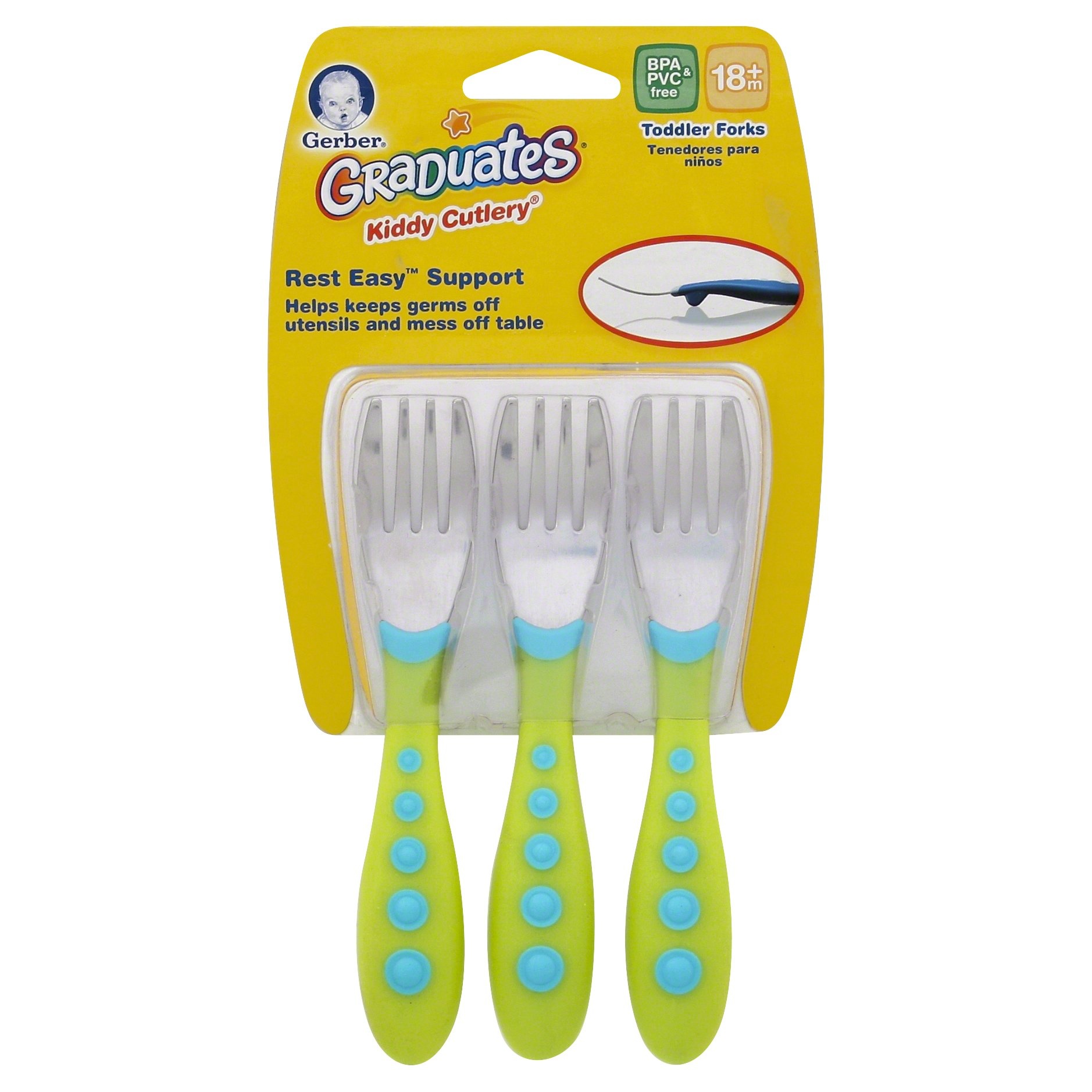 slide 1 of 4, Gerber Graduates Kiddy Cutlery Forks, 3 ct