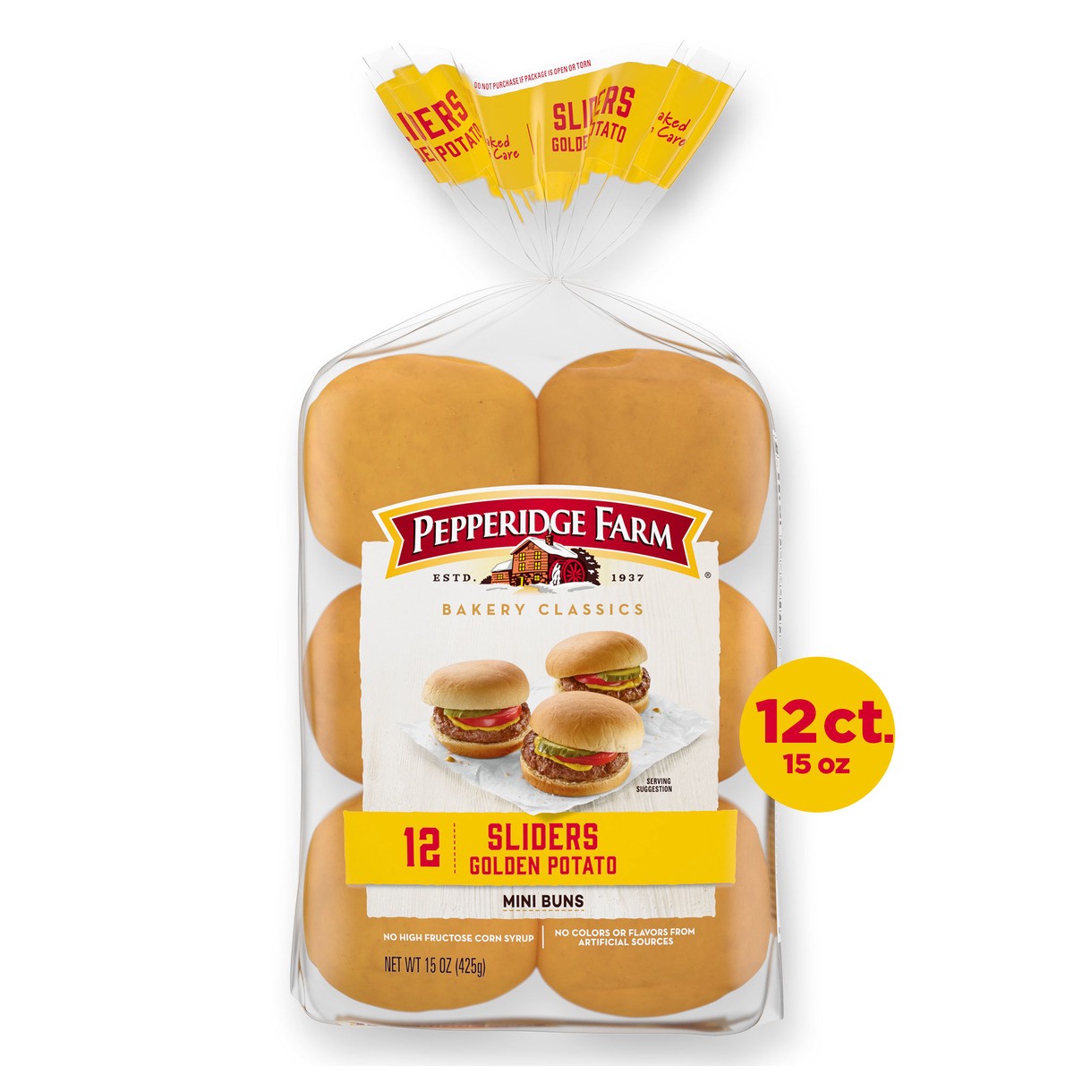 slide 1 of 5, Pepperidge Farm Golden Potato Slider Buns, 12-Pack Bag, 15 oz