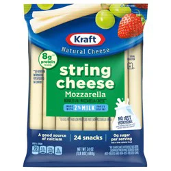 Kraft String Cheese Mozzarella Cheese Snacks, 24 ct Sticks