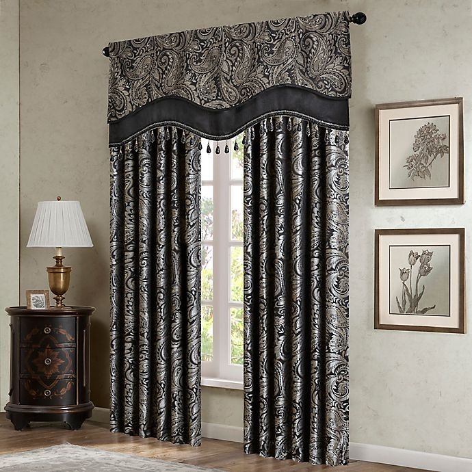 Madison Park Aubrey Jacquard Scalloped Window Valance - Black 1 ct | Shipt