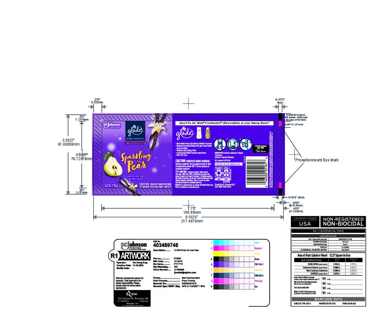 slide 7 of 10, Glade Automatic Spray Air Freshener Refills, Sparkling Pear, 6.2oz, 1 Count, 6.2 oz