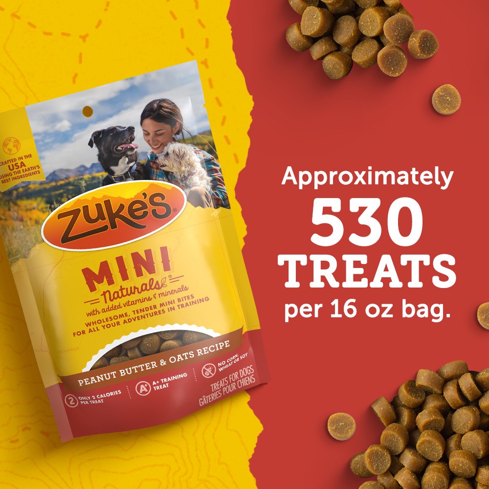 slide 8 of 9, Zuke's Zuke’s Mini Naturals Dog Training Treats for Dogs of All Sizes, Pet Treats made with Real Peanut Butter - 10 oz. Pouch, 10 oz