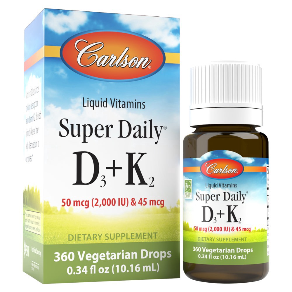 slide 3 of 3, Carlson D3 + K2 Super Daily, 10.16 ml