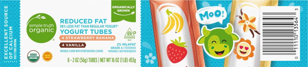 slide 4 of 4, Simple Truth Organic Strawberry Banana And Vanilla Yogurt Tubes, 16 oz