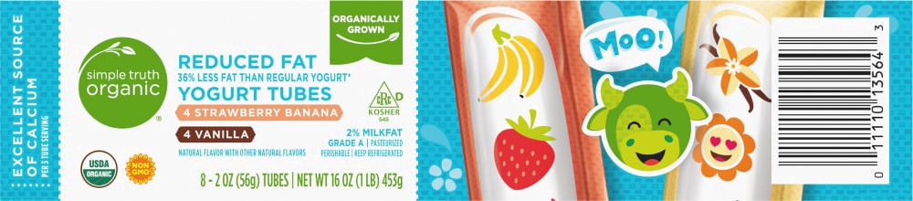 slide 3 of 4, Simple Truth Organic Strawberry Banana And Vanilla Yogurt Tubes, 16 oz