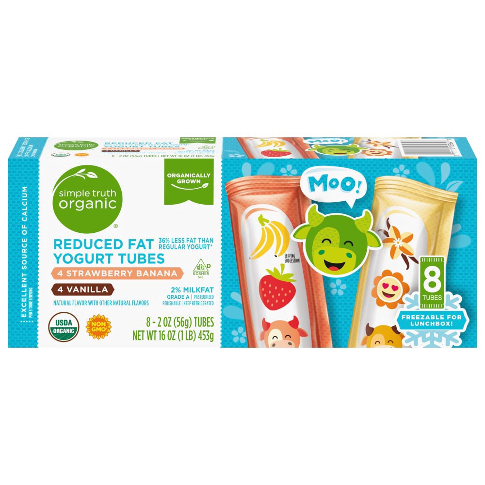 slide 1 of 4, Simple Truth Organic Strawberry Banana And Vanilla Yogurt Tubes, 16 oz