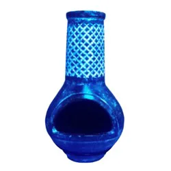 Blue Orange Pottery Cobalt Blue Diamond Clay Chimenea