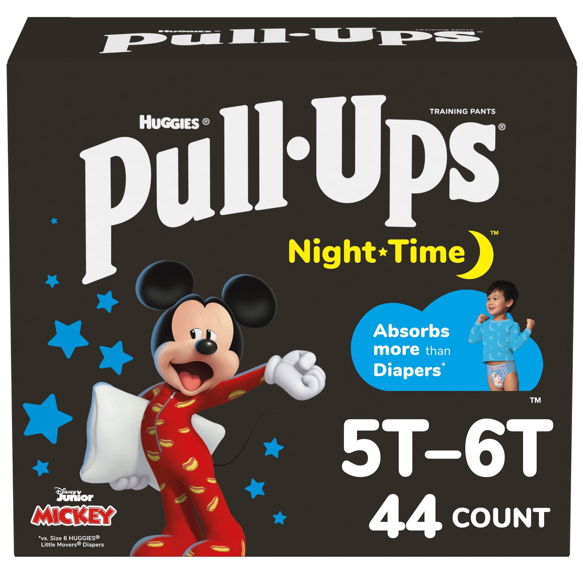 slide 1 of 1, Pull-Ups Boys' Night-Time Potty Training Pants, 5T-6T (46-60 lbs), 44 Ct, 44 ct