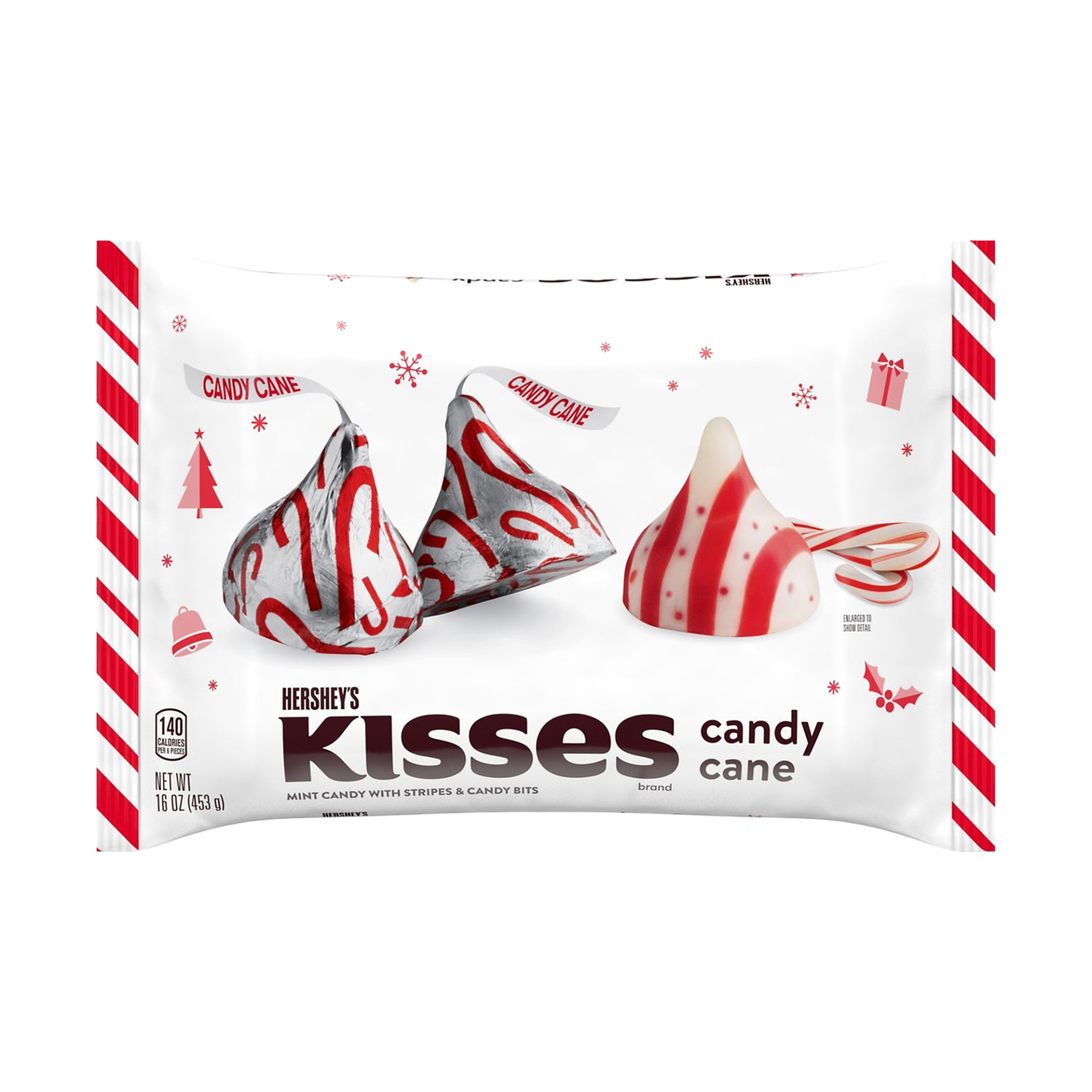 slide 1 of 1, Hershey's Kisses Candy Cane Flavored Mint Candy, 16 oz