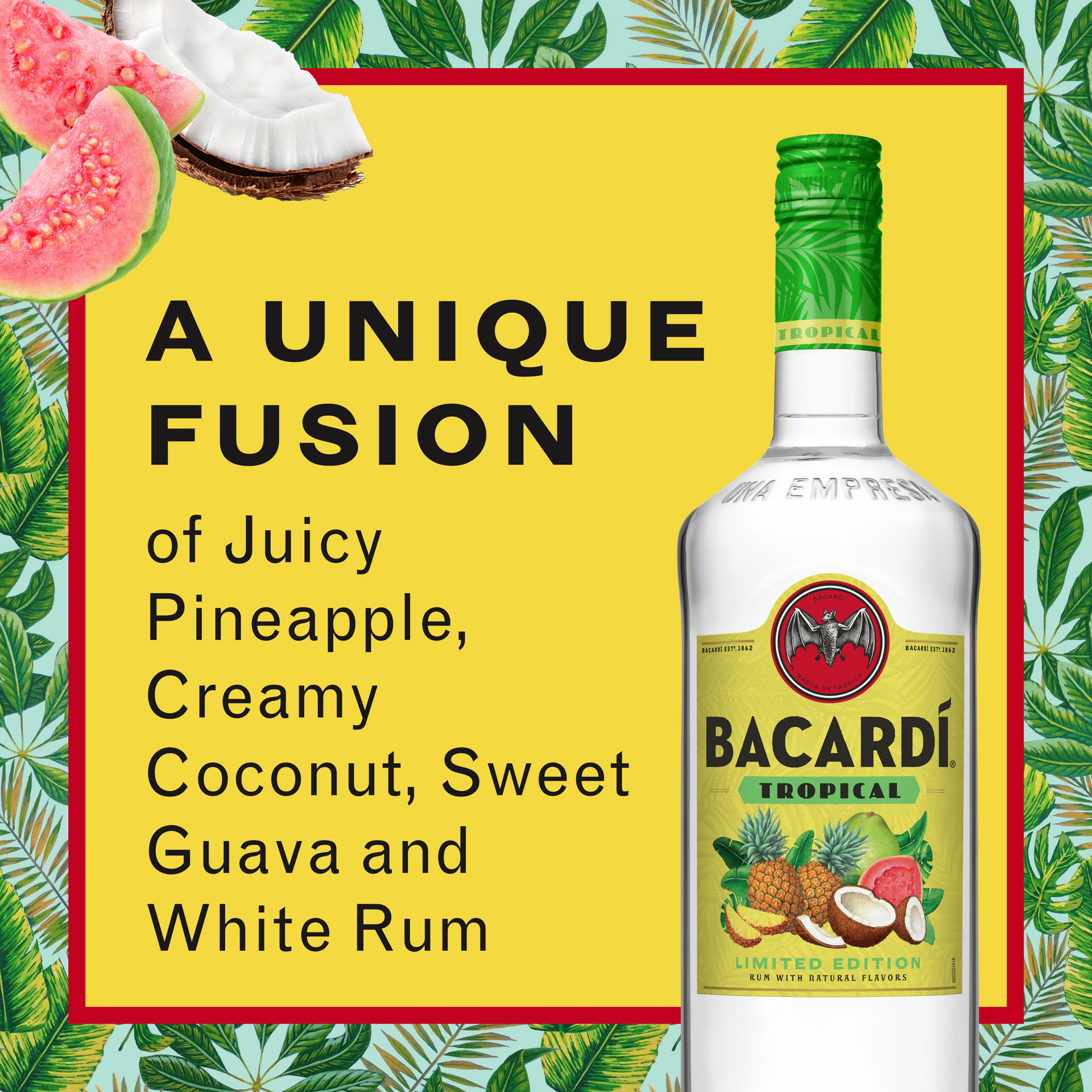 slide 2 of 5, Bacardí Bacardi Tropical Rum, Gluten Free 35% 100Cl/1L, 1 liter