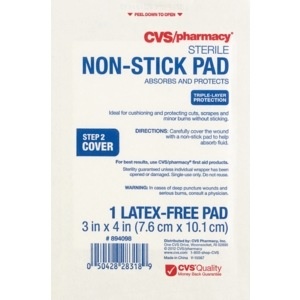 slide 1 of 1, CVS Health Sterile Latex-Free Non-Stick Pads, 3in X 4in, 1 ct