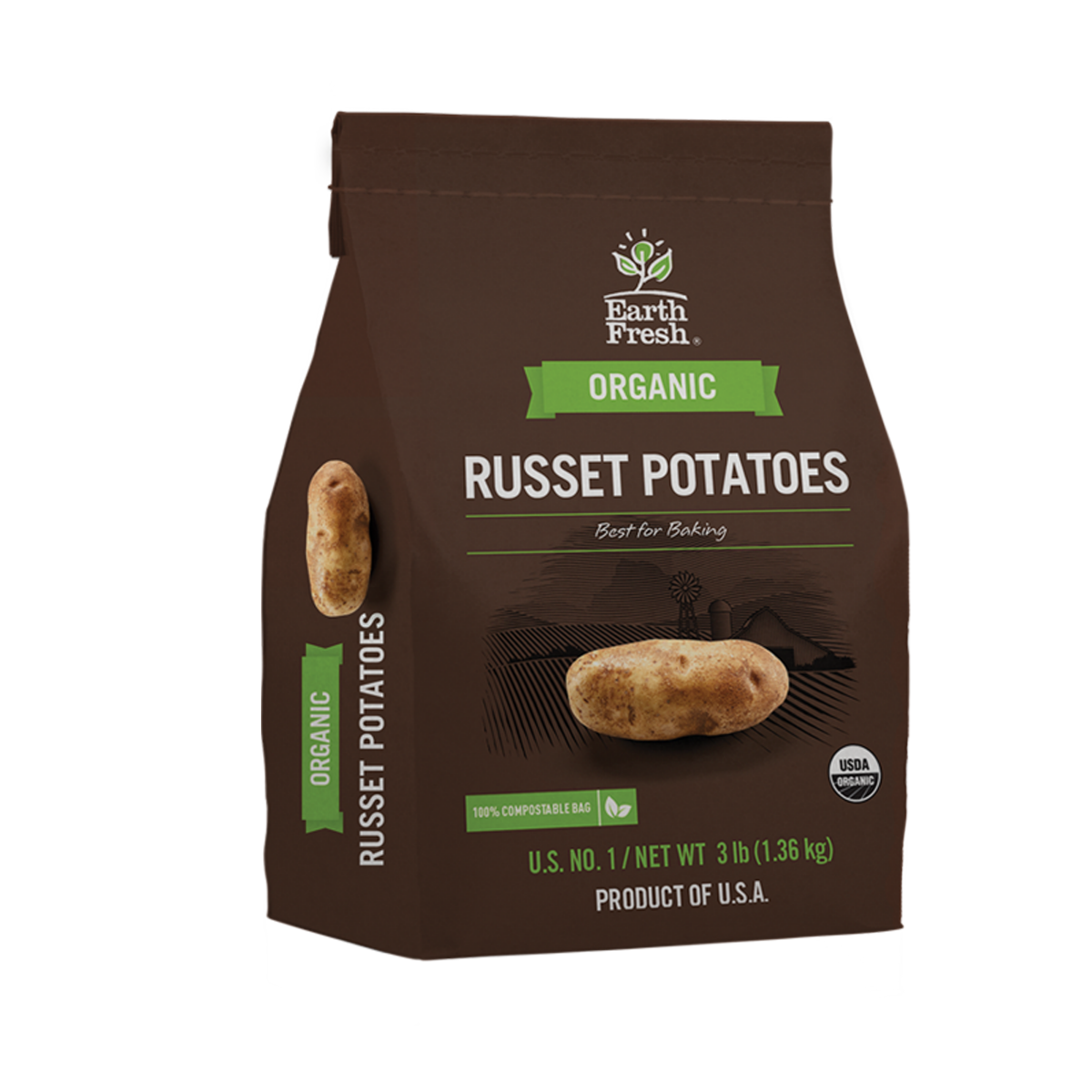 slide 1 of 1, Russet Potatoes, 3 lb, organic, 3 lb