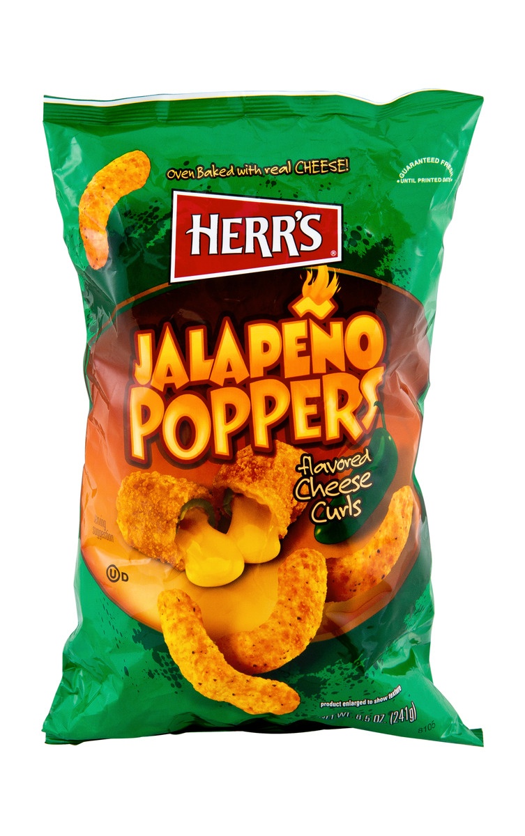 slide 1 of 1, Herr's Jalapeno Popper Cheese Curls, 8 oz