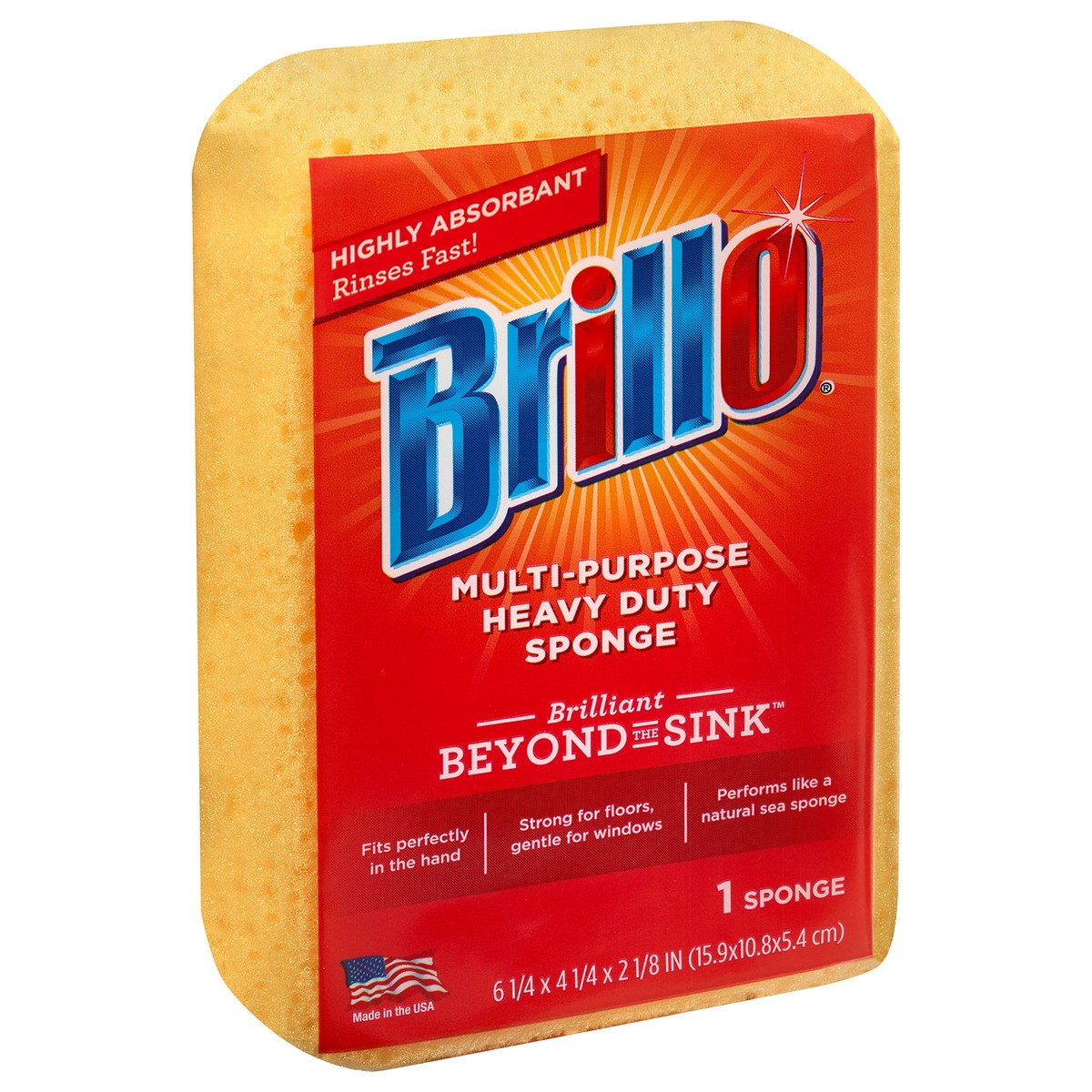 slide 2 of 5, Brillo Heavy Duty Multi Purpose Sponge, 1 ct