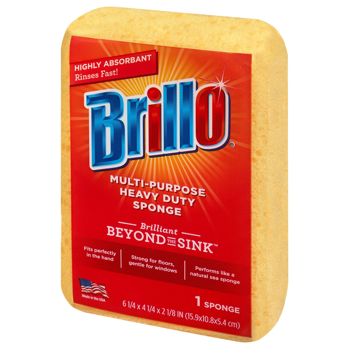 slide 3 of 5, Brillo Heavy Duty Multi Purpose Sponge, 1 ct