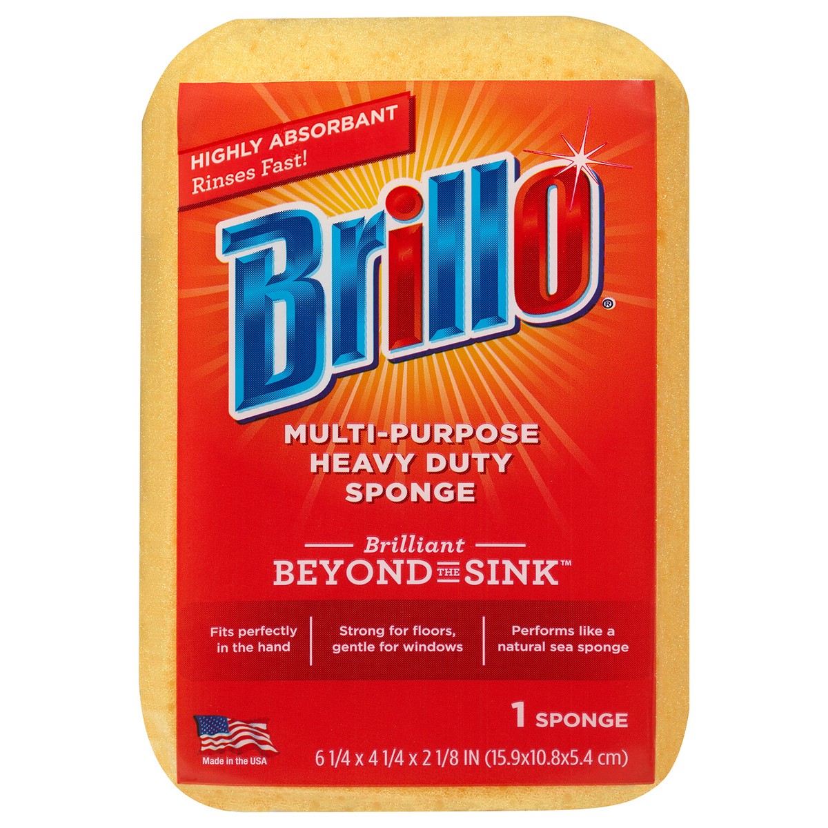 slide 1 of 5, Brillo Heavy Duty Multi Purpose Sponge, 1 ct