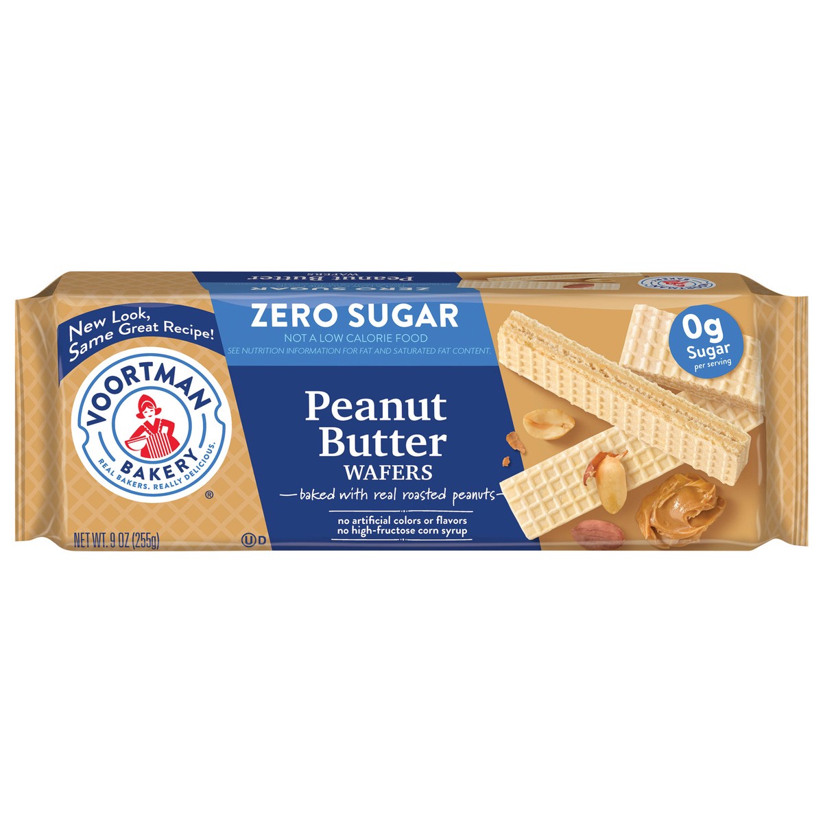 slide 1 of 5, VOORTMAN Bakery Zero Sugar Peanut Butter Wafers, No Artificial Colors or Flavors - 9oz, 9 oz