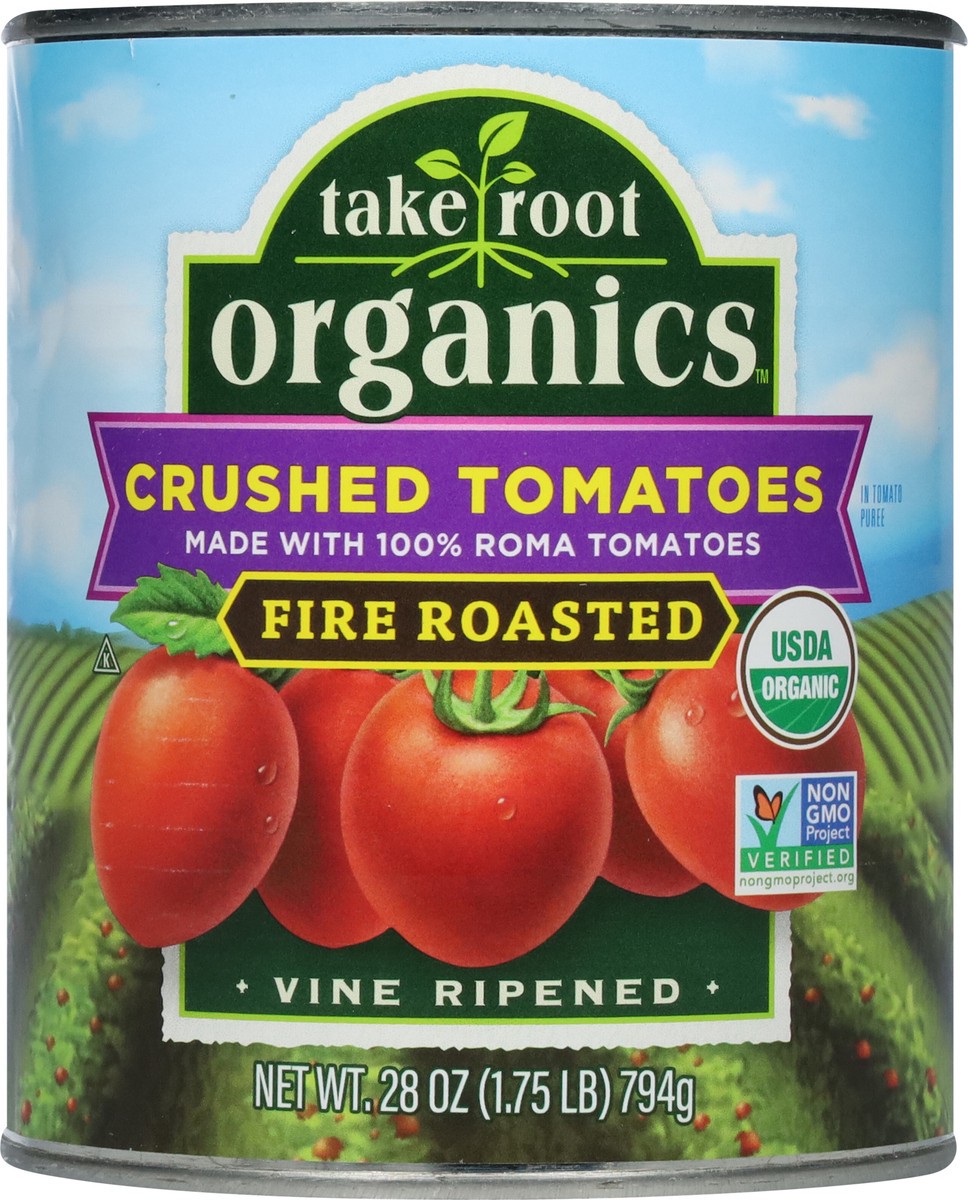 slide 10 of 13, Take Root Organics Fire Roasted Crushed Tomatoes 28 oz, 28 oz