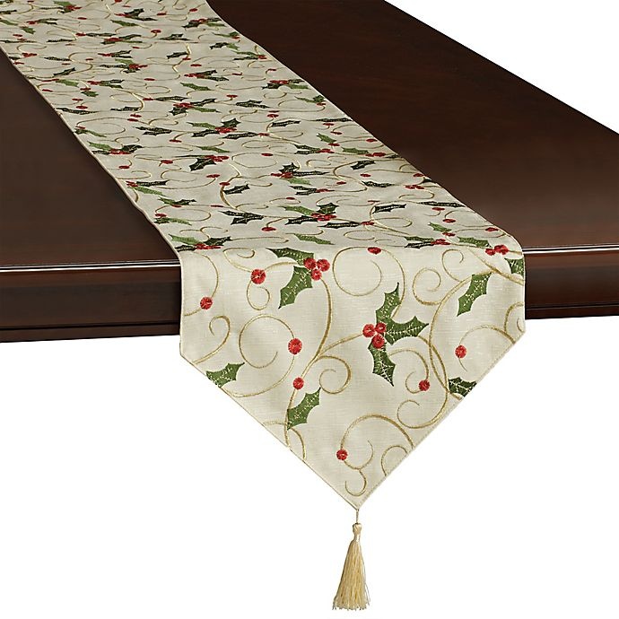 slide 1 of 4, Simple Mistletoe Table Runner, 90 in