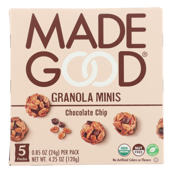 slide 1 of 9, MadeGood Organic Chocolate Chip Granola Bites 5 - 0.85 oz Packs, 5 ct