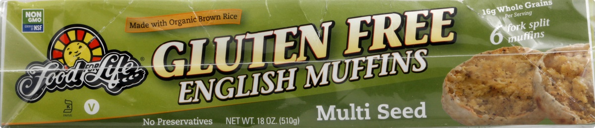 slide 10 of 10, Food for Life Multiseed English Muffin, 18 oz