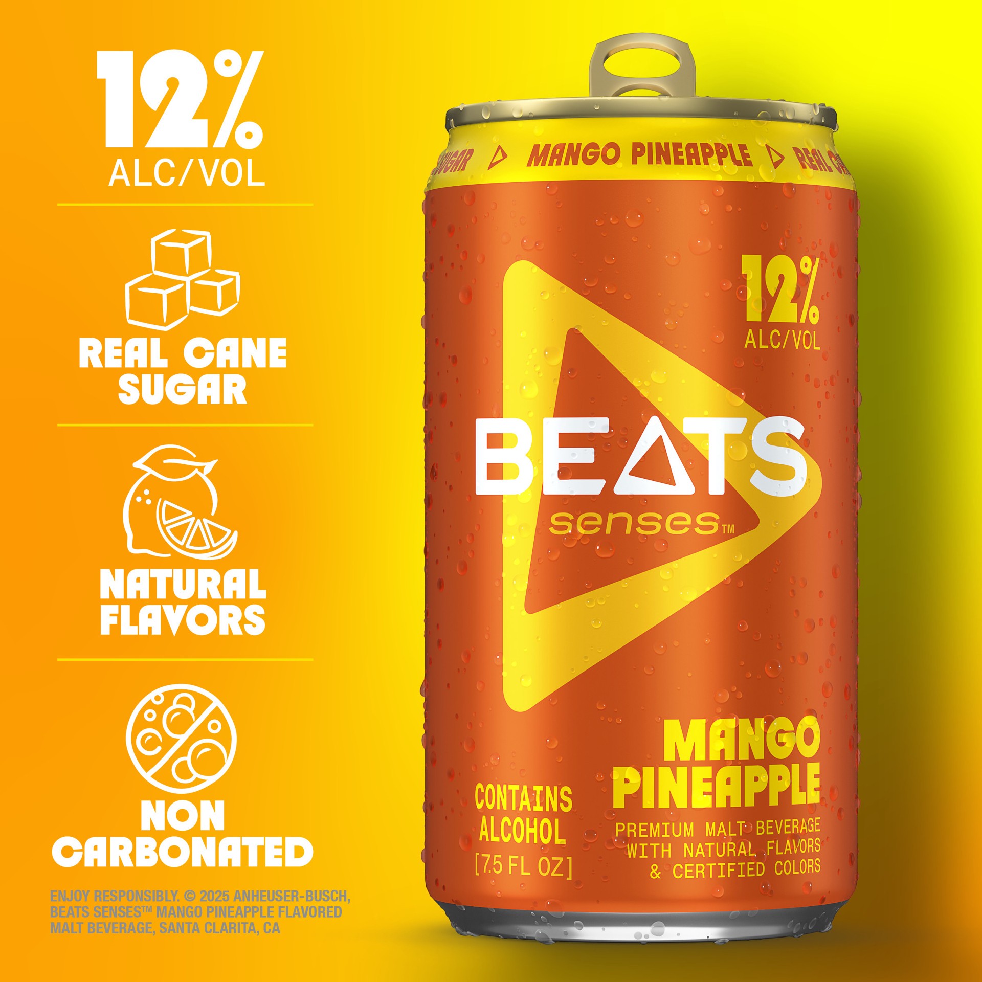slide 2 of 6, Beats Senses Mango Pineapple Premium Malt Beverage, 7.5 fl oz Single Can, 7.50 fl oz