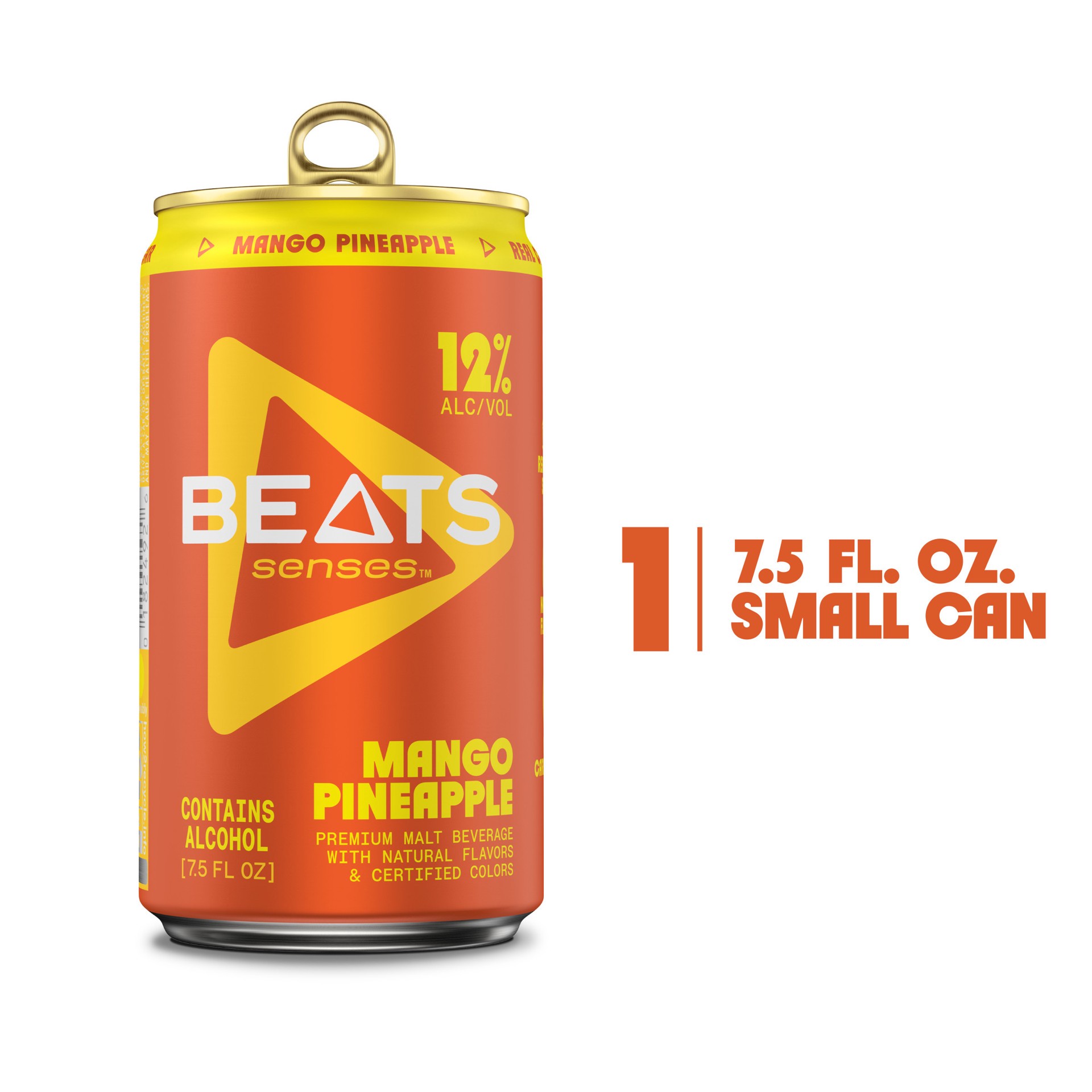 slide 4 of 6, Beats Senses Mango Pineapple Premium Malt Beverage, 7.5 fl oz Single Can, 7.50 fl oz