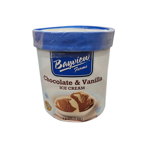 slide 1 of 1, Bay View Bayview Farms, Ice Cream, Chocolate And Vanilla, 1.5 qt