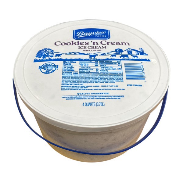 slide 1 of 1, Bay View Bayview Farms, Cookies N Cream Ice Cream, 4 qt