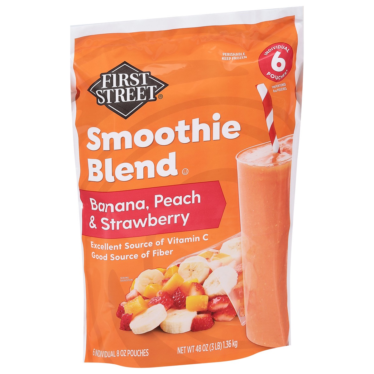 slide 13 of 14, First Street Fs Banana Peach & Strawberry Smoothie Blend, 6 ct