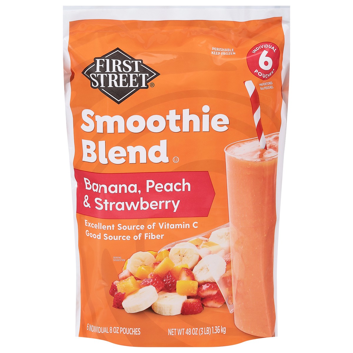 slide 14 of 14, First Street Fs Banana Peach & Strawberry Smoothie Blend, 6 ct