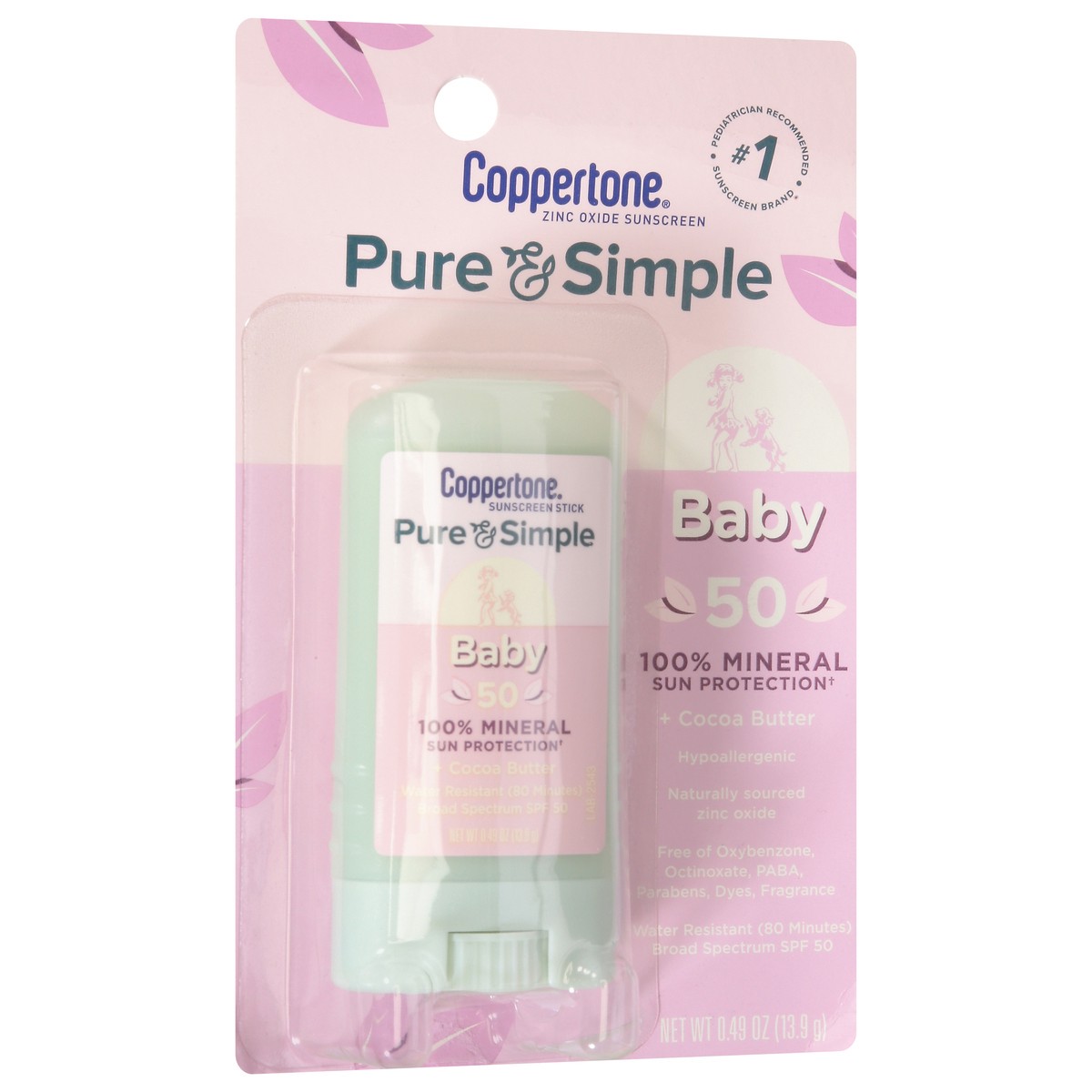 slide 5 of 9, Coppertone Pure & Simple SPF 50 Baby Stick Sunscreen 0.49 oz, 1 ct