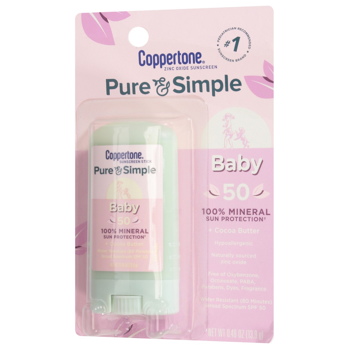 slide 9 of 9, Coppertone Pure & Simple SPF 50 Baby Stick Sunscreen 0.49 oz, 1 ct