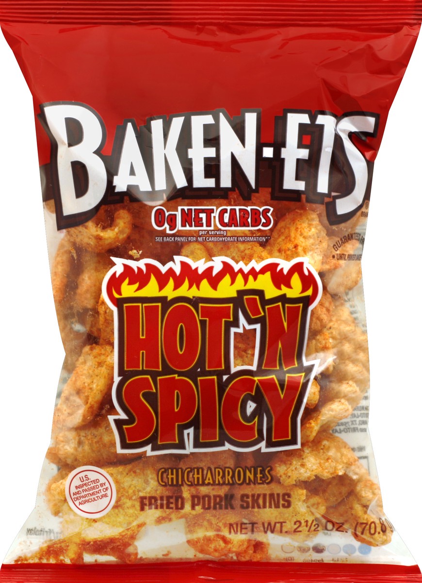 slide 5 of 6, BAKEN-ETS Hot 'N Spicy Fried Pork Skins, 2.5 oz