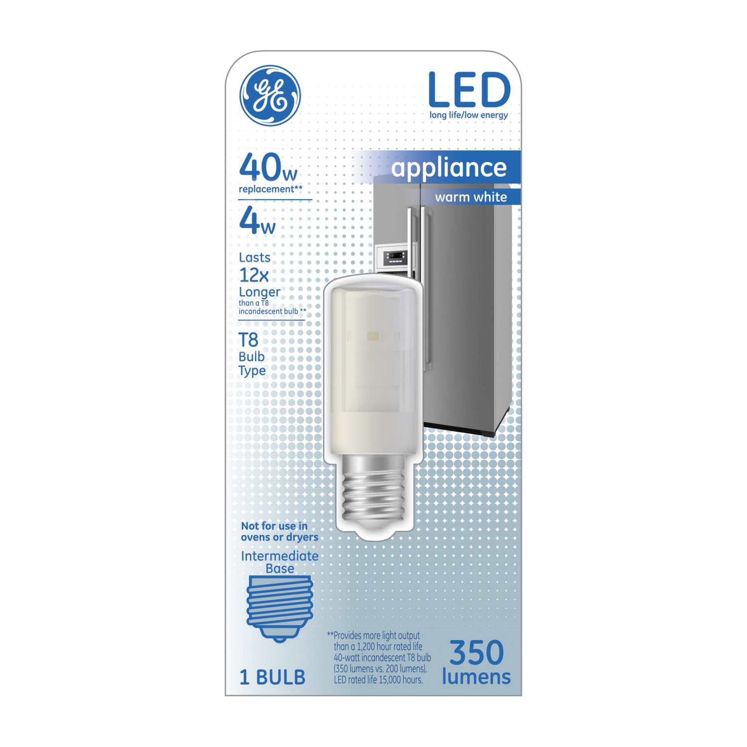 slide 1 of 1, Ge Led 40w T8 E17 Clear Nondim 1pk, 1 ct