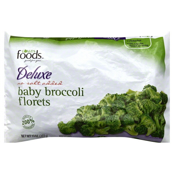 slide 1 of 1, Lowes Foods Deluxe Baby Broccoli Floret No Salt Added, 13 oz