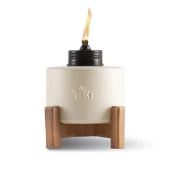 Tiki® Brand 5 Inch Table Torch Glass Resin Raised White - 1122075